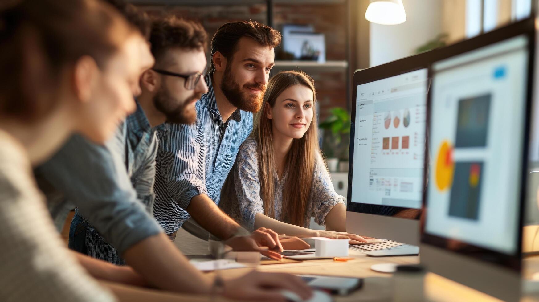 Collaborative group of creative professionals working together. photo