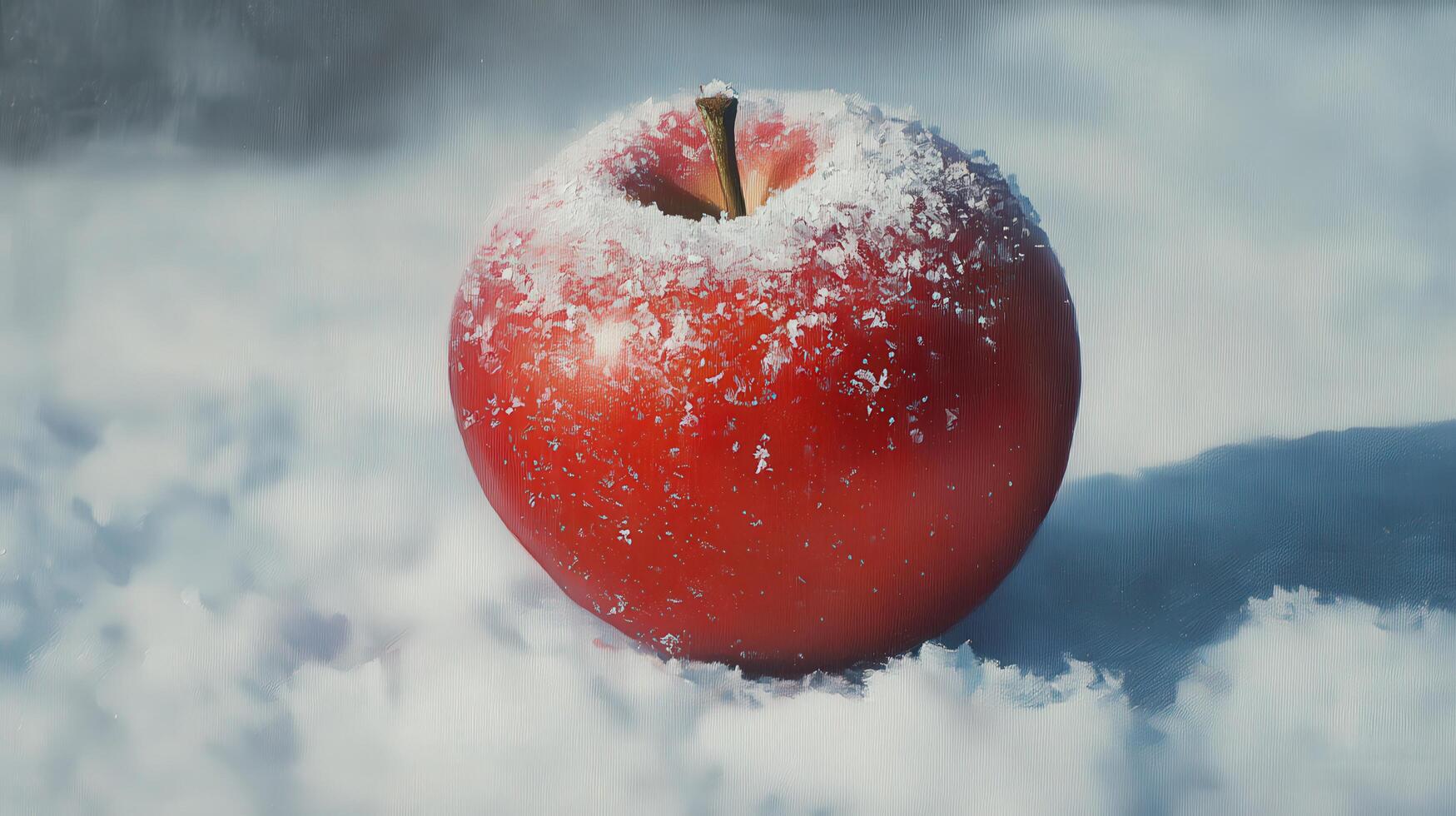 A winter , gleaming red, dusted with frost. photo