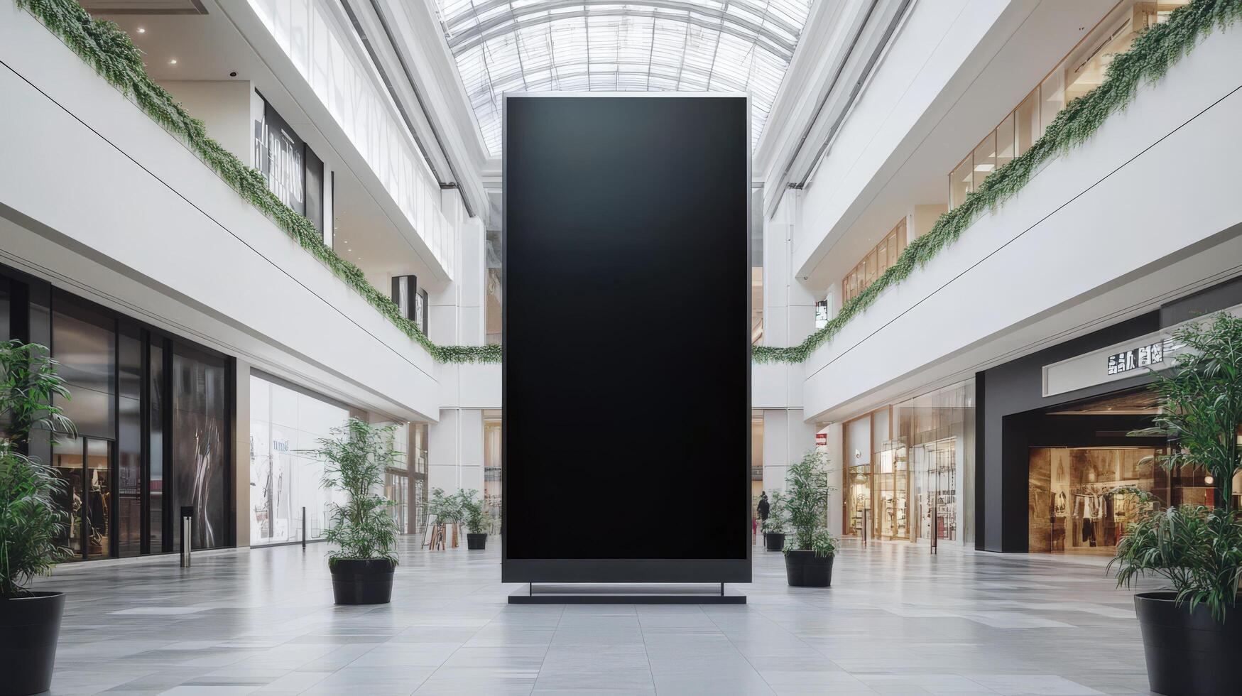 Large blank digital display in a modern shopping mall. photo