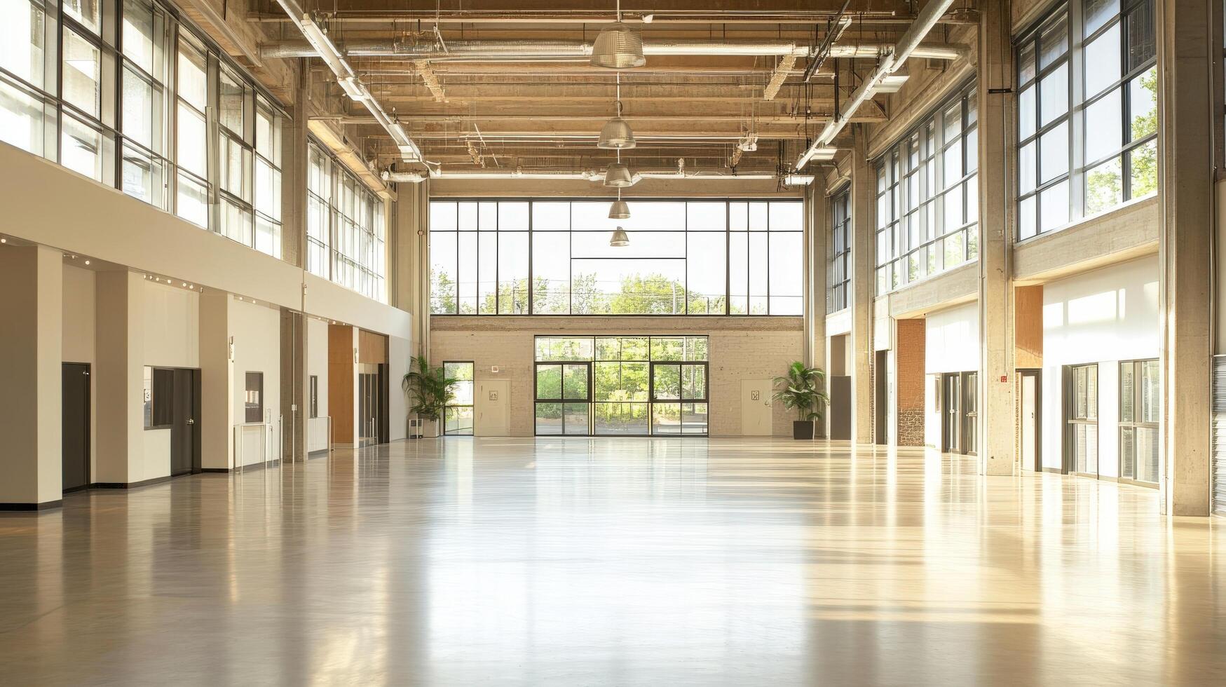 Spacious, modern interior of an empty event hall. photo