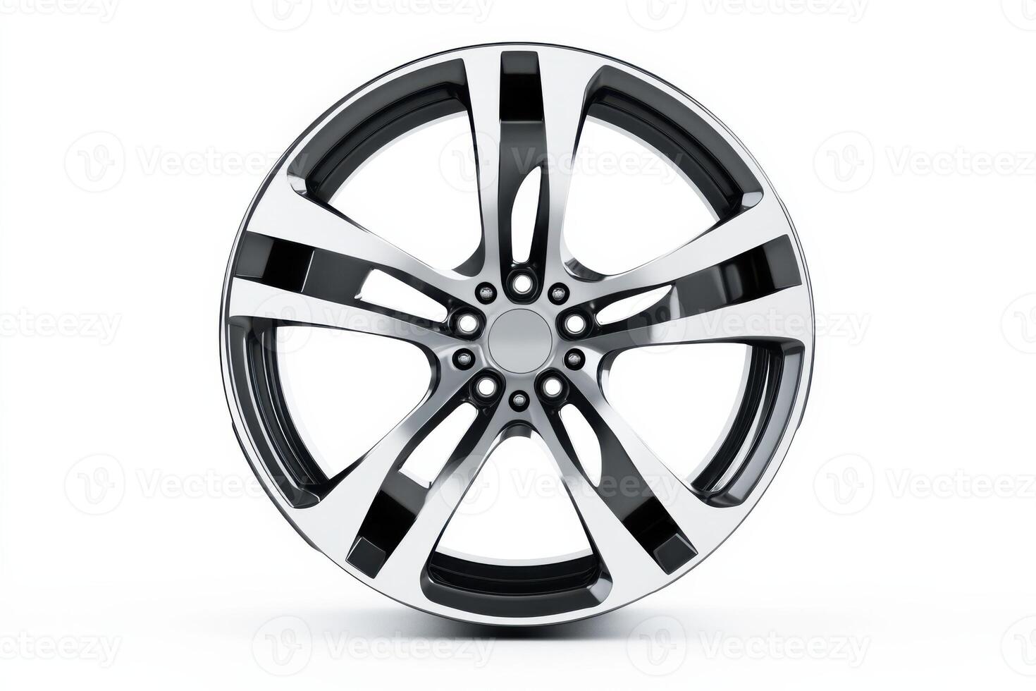 Professional car wheel rim with sharp details and realistic lighting on a white background photo
