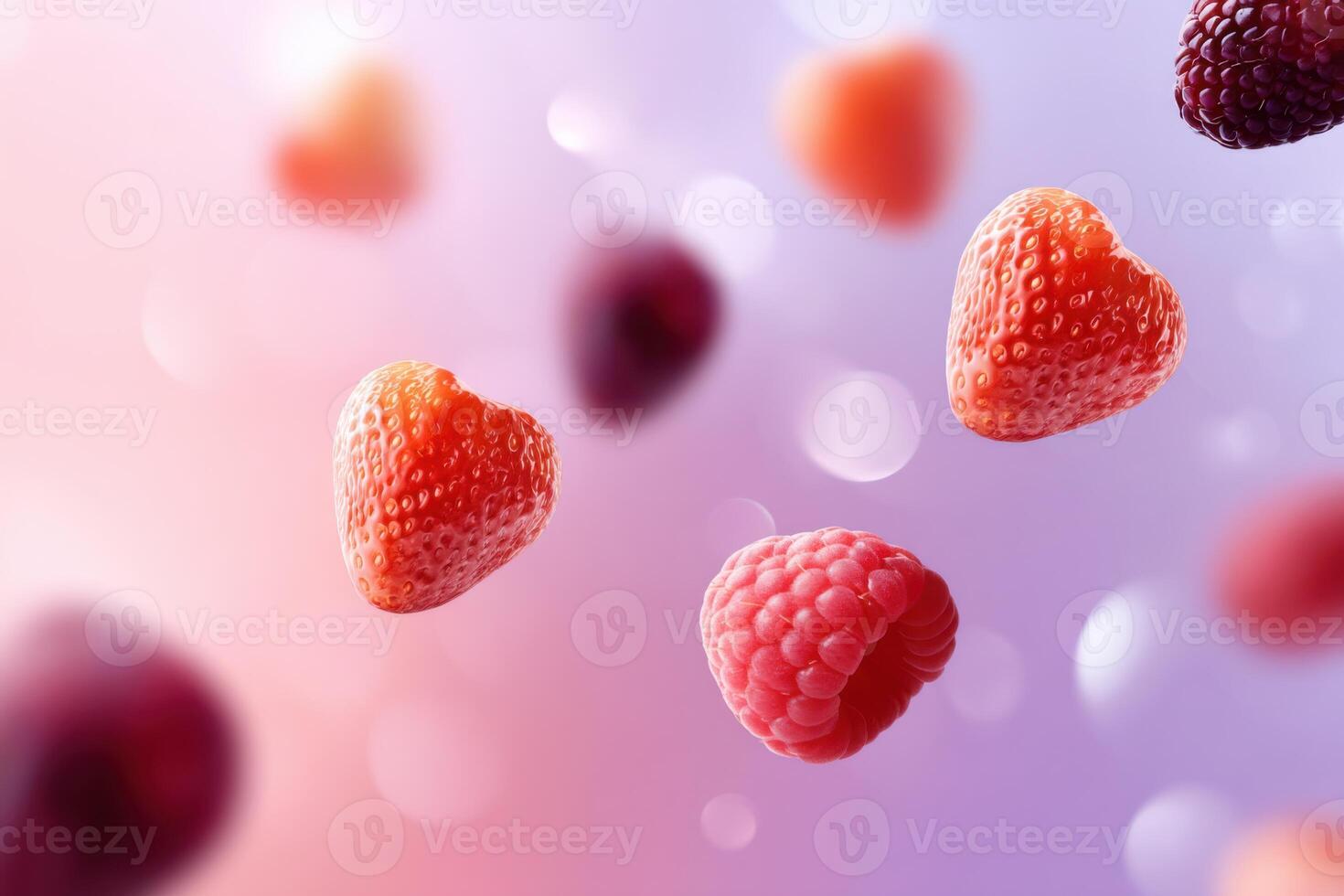 Bright and playful arrangement of uniquely shaped berries on a vibrant backdrop ideal for creative text photo