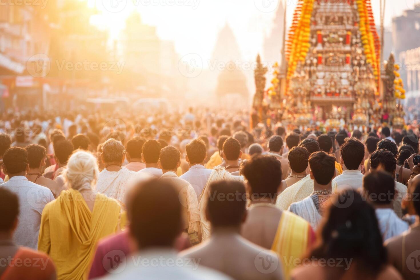 Colorful Rath Yatra procession attracts diverse crowd celebrating in vibrant atmosphere photo