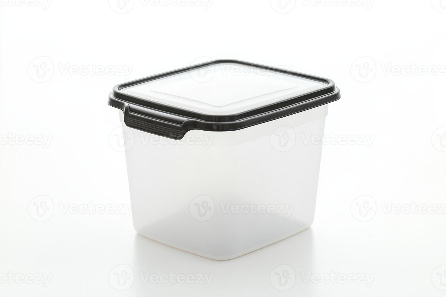 High quality pet food storage container with lid on clean white background photo