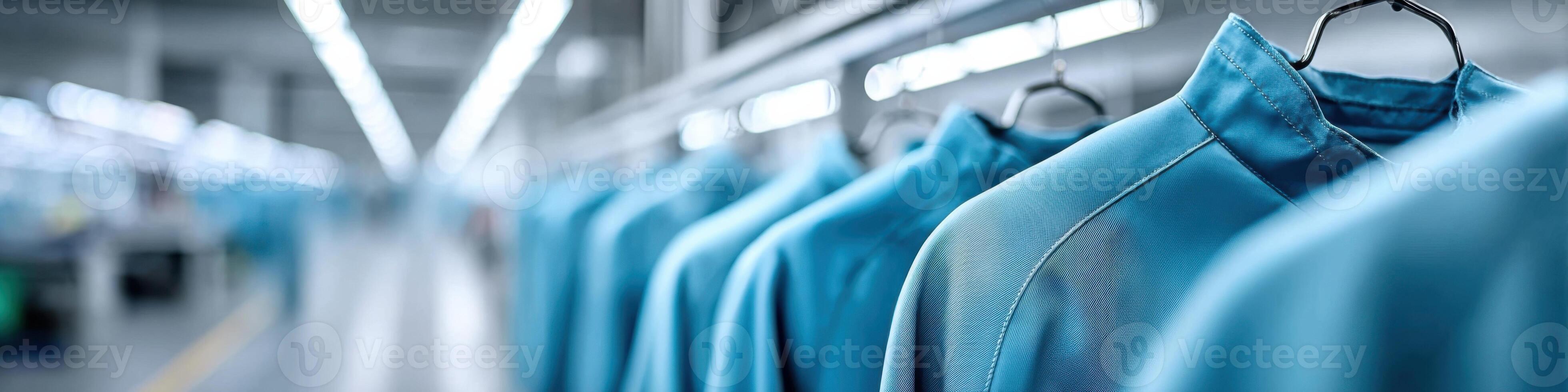 Dynamic production of jackets in a lively manufacturing environment with space for text placeholder photo