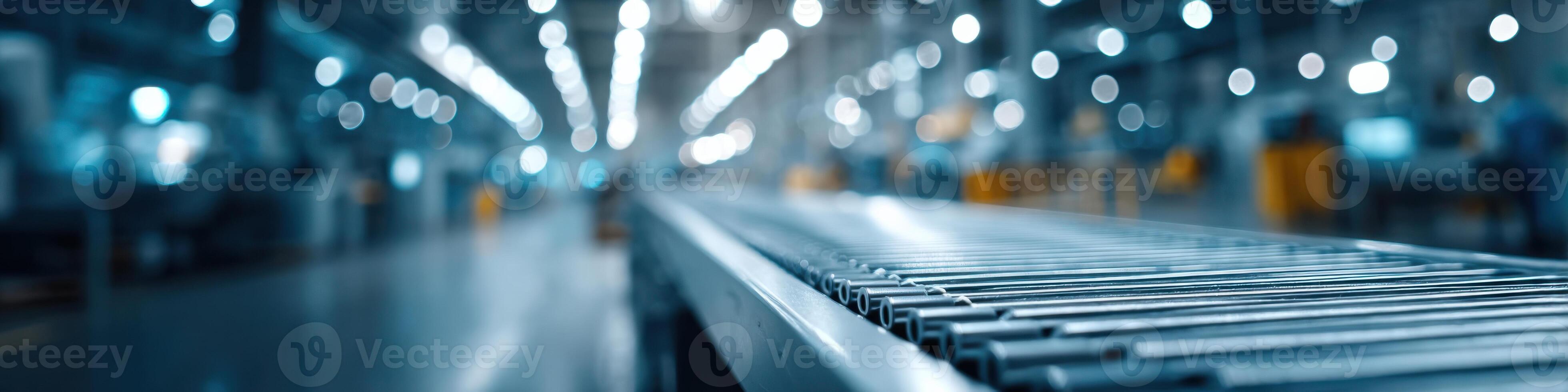 Dynamic view of cable production in a lively factory environment with blank space for text photo
