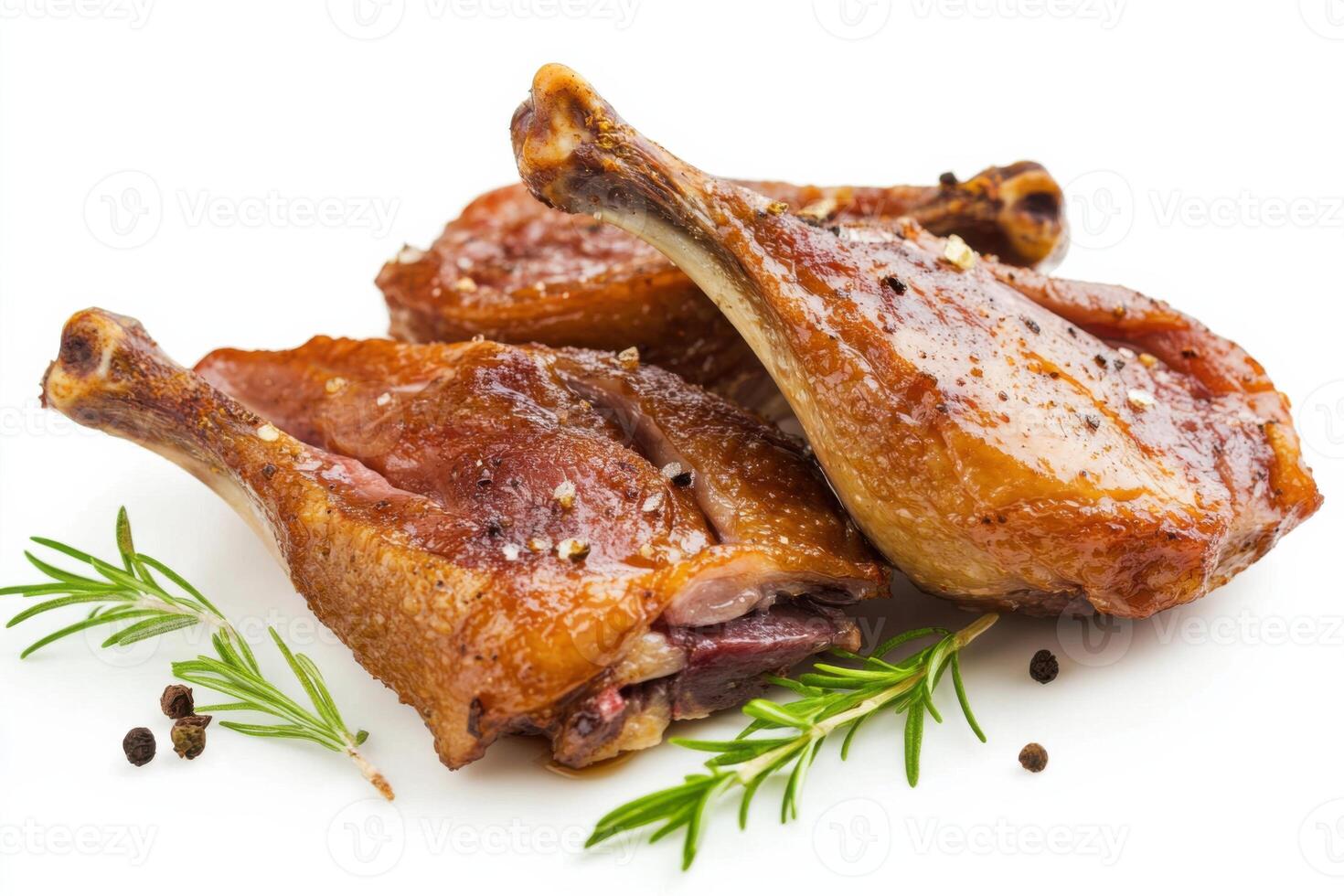 Succulent goose meat displayed beautifully on a clean white background with realistic lighting photo