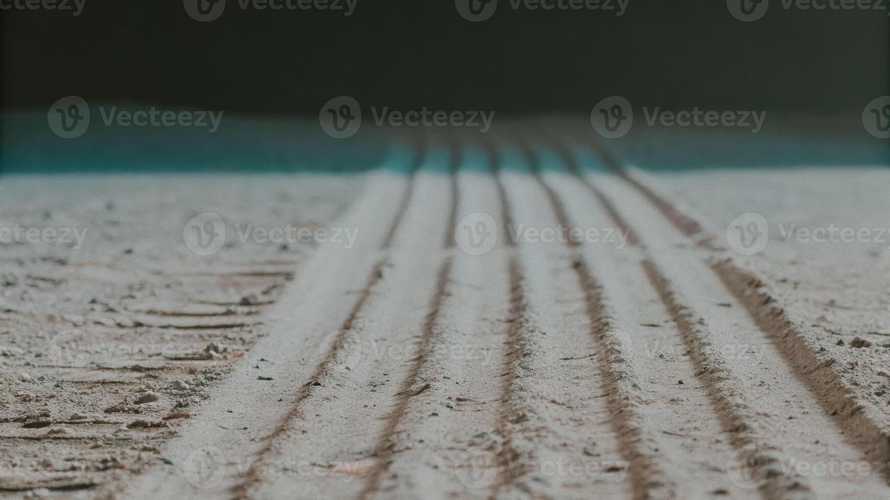 Tire track patterns in gravel and rocks topdown view dry environment emphasizing texture and design photo