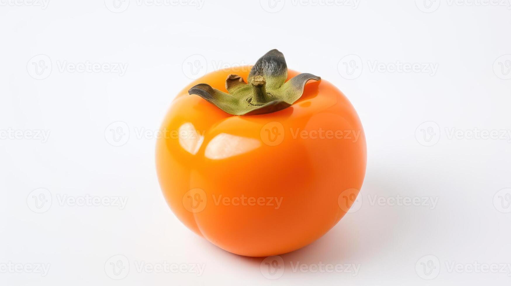 A ripe persimmon fruit isolated on a white background. photo