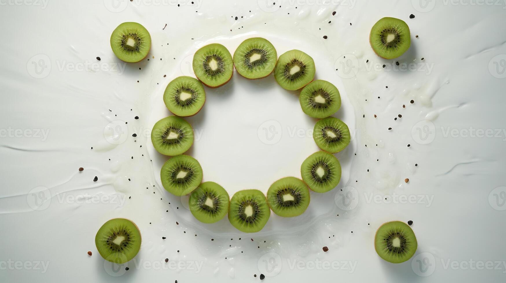 Kiwi slices arranged in a circular pattern. photo