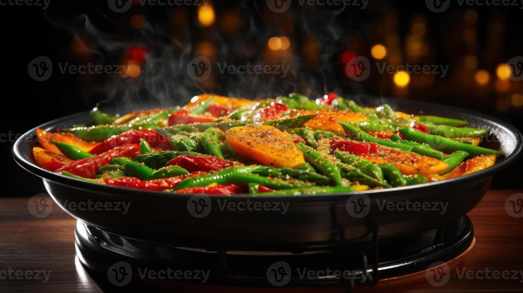 Spiced vegetables in a pan, warm and inviting. photo