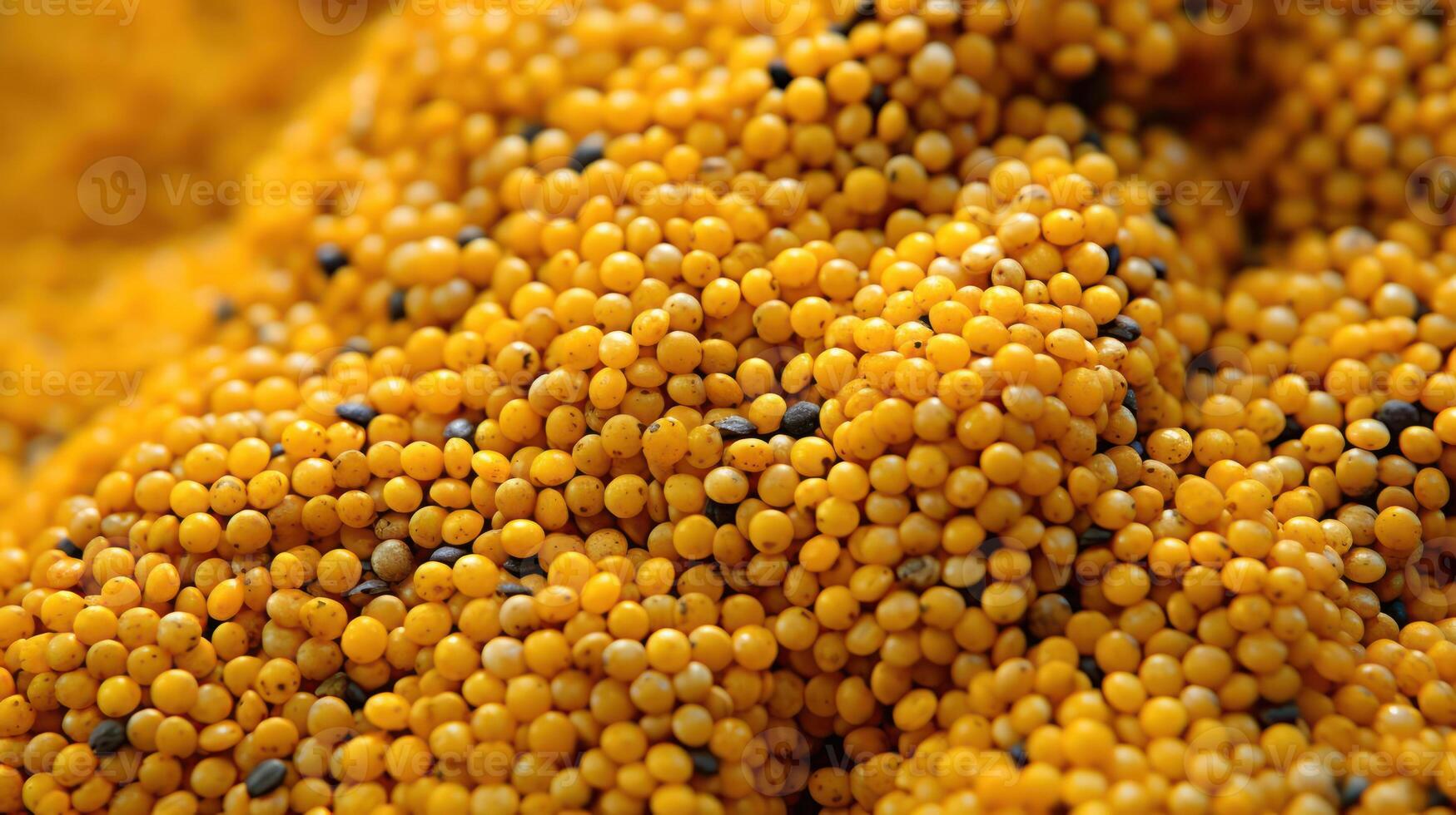 Close-up of yellow mustard seeds. photo
