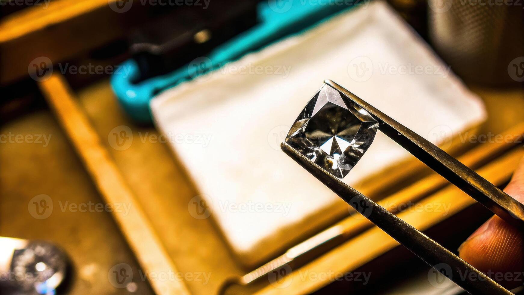 Value macro analysis of gemstone appraisal by jeweler studio setup detailed image captured from above photo