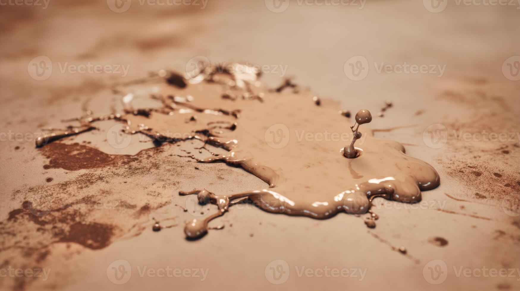 Dripping Liquid Material on Surface with Splash Effect Creating Textured and Artistic Background photo