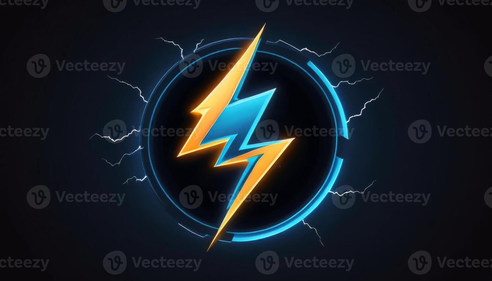 Dynamic Lightning Bolt Icon with Electric Effects in a Dark Background for Energy and Power Themes photo