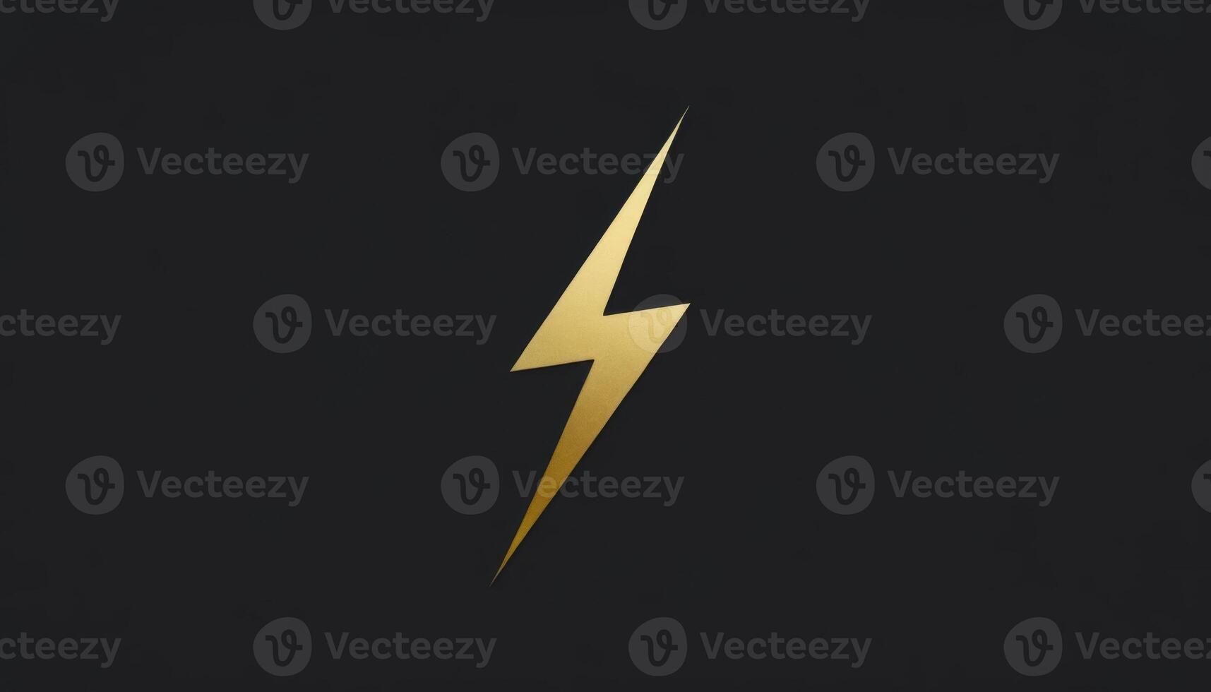 Golden Lightning Bolt Icon on Dark Background Symbolizing Energy, Power, and Innovation in Creative Design Projects photo