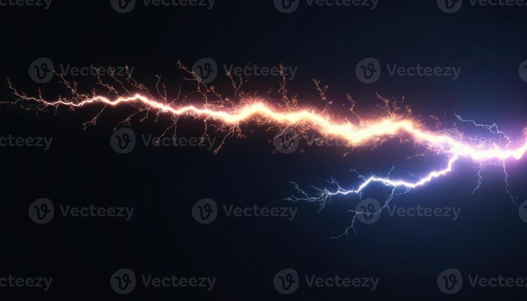 Dramatic Lightning Strike in Black Background with Vivid Colors and Intense Energy Displaying Nature's Power photo