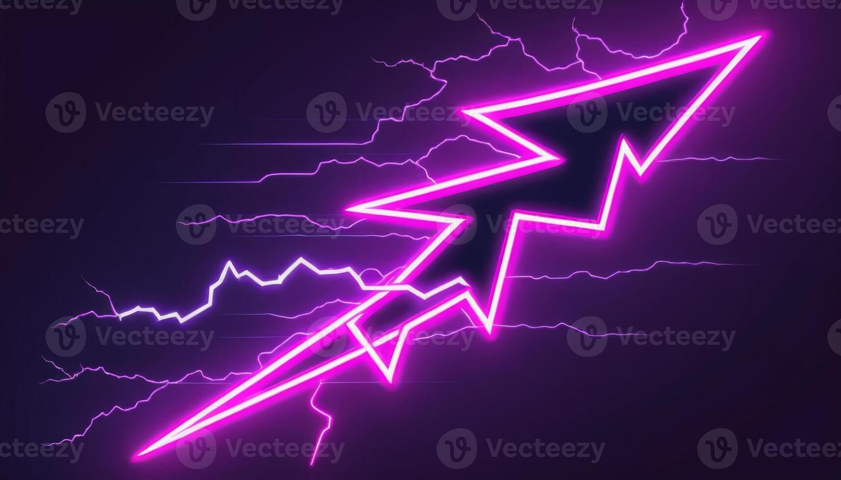 Bright Neon Lightning Bolt Design with Electric Energy and Vibrant Background for Creative Projects and Digital Art photo