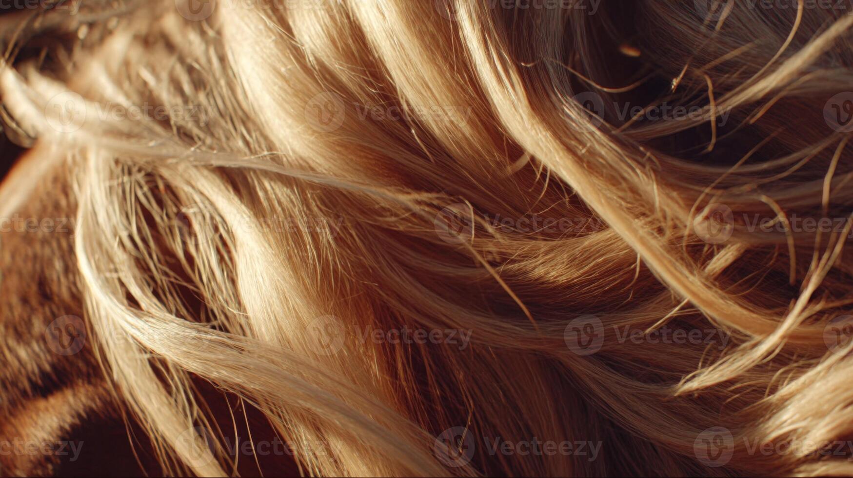 Soft Flowing Blonde Hair Captured in Natural Light with Warm Tones and Silky Texture for a Unique Close-Up Perspective photo