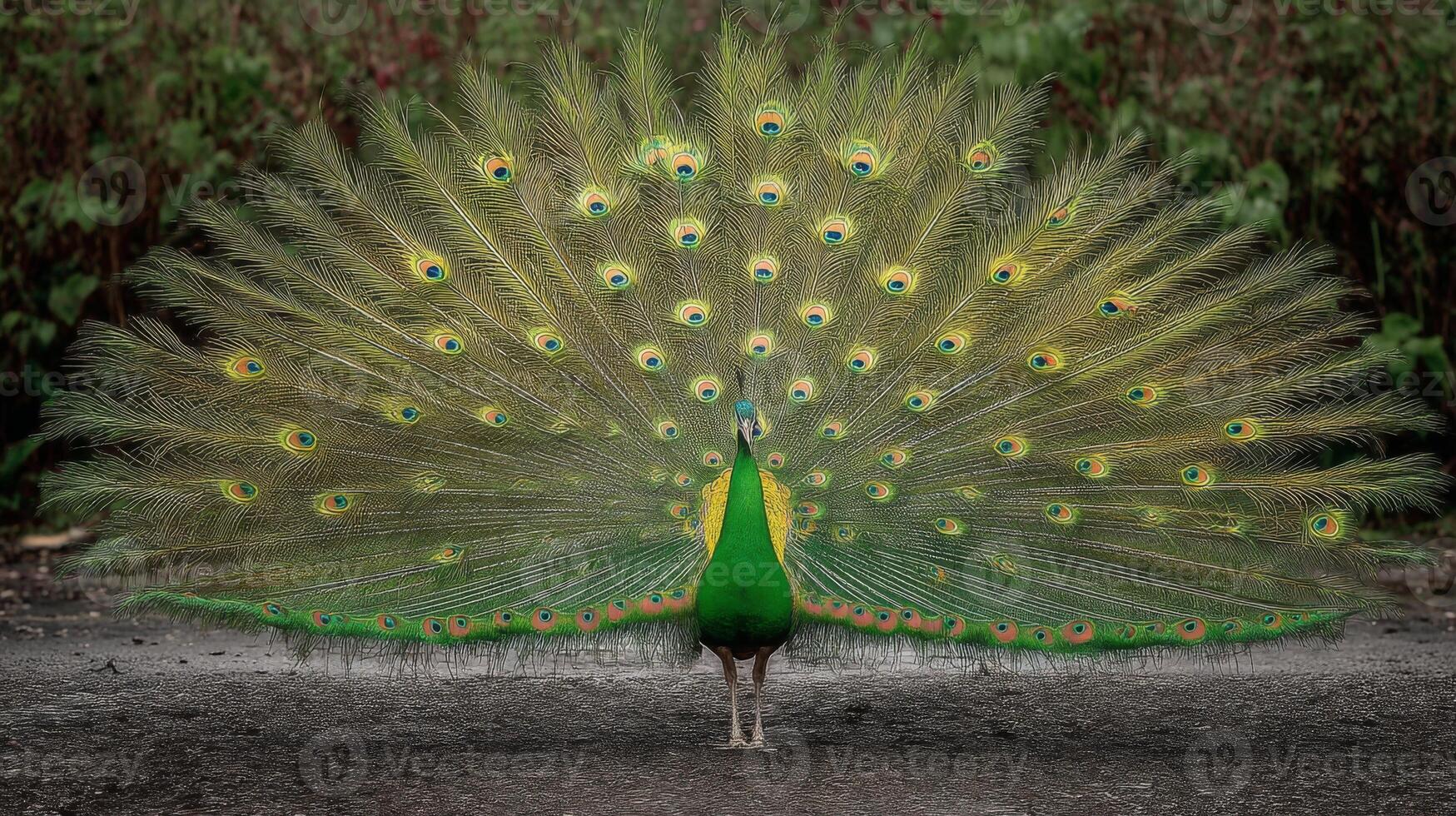 Majestic peacock displaying vibrant feathers in natural habitat showcasing beauty and colors of wildlife photo