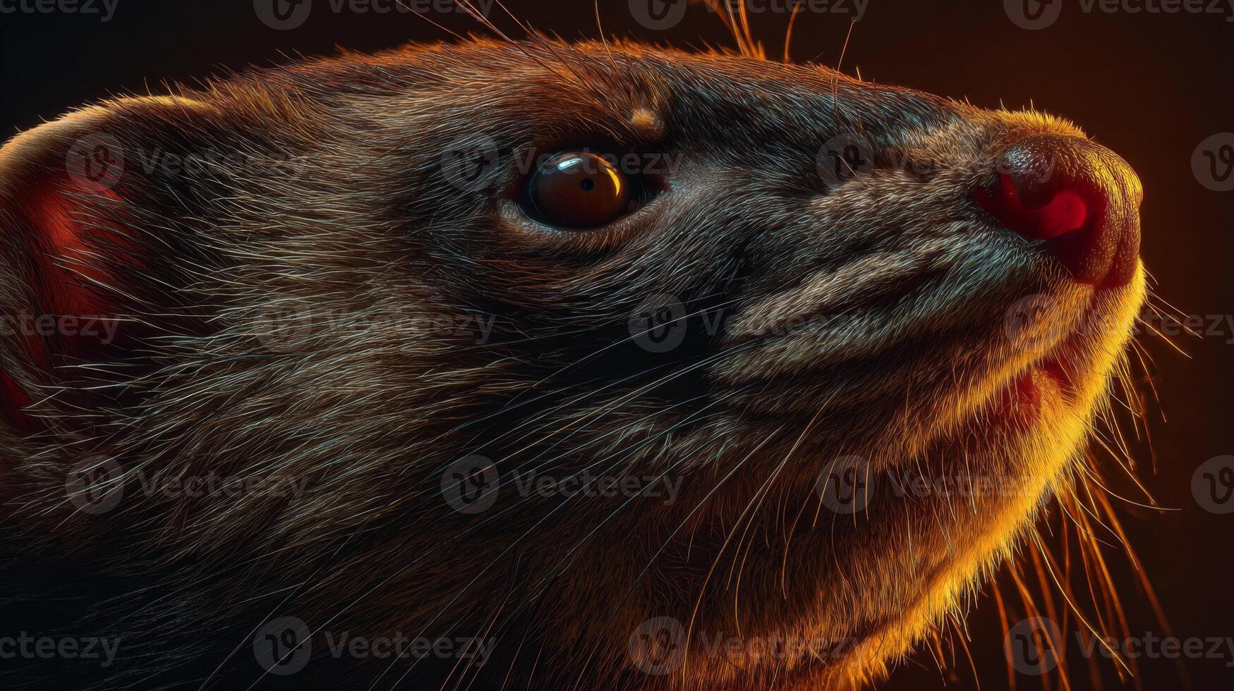 Close-Up Portrait of a Wild Animal with Unique Features and Bright Eyes Highlighting Its Natural Habitat and Distinct Characteristics photo