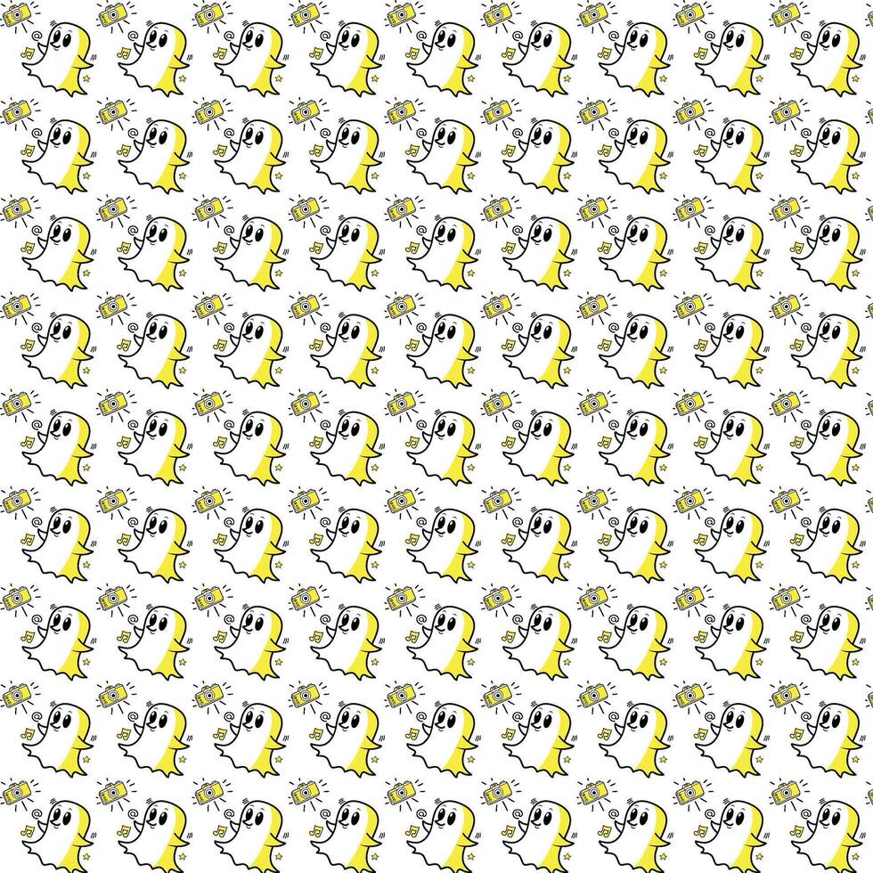 A pattern with a yellow and white cartoon character vector