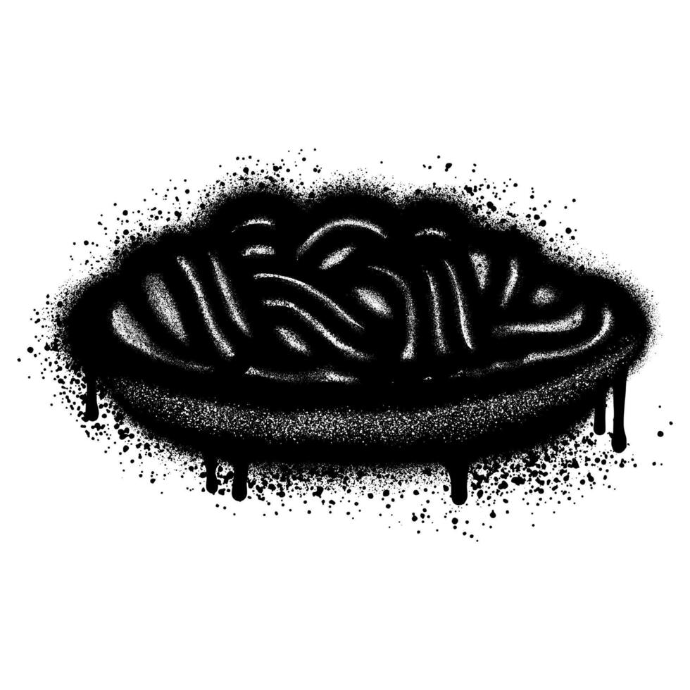 Noodle doodles, pasta spaghetti drawings in graffiti style with black spray paint. vector
