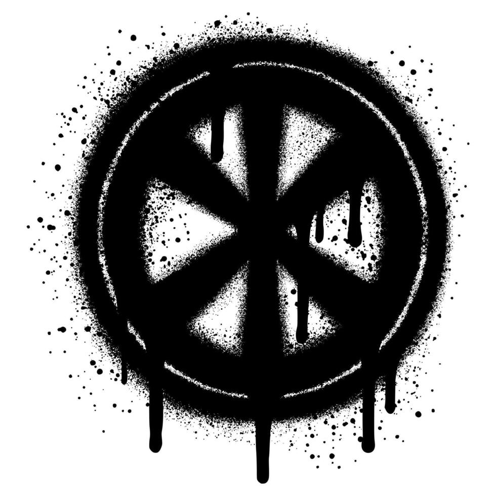 old classic wooden wheel from cart with graffiti style on white background vector