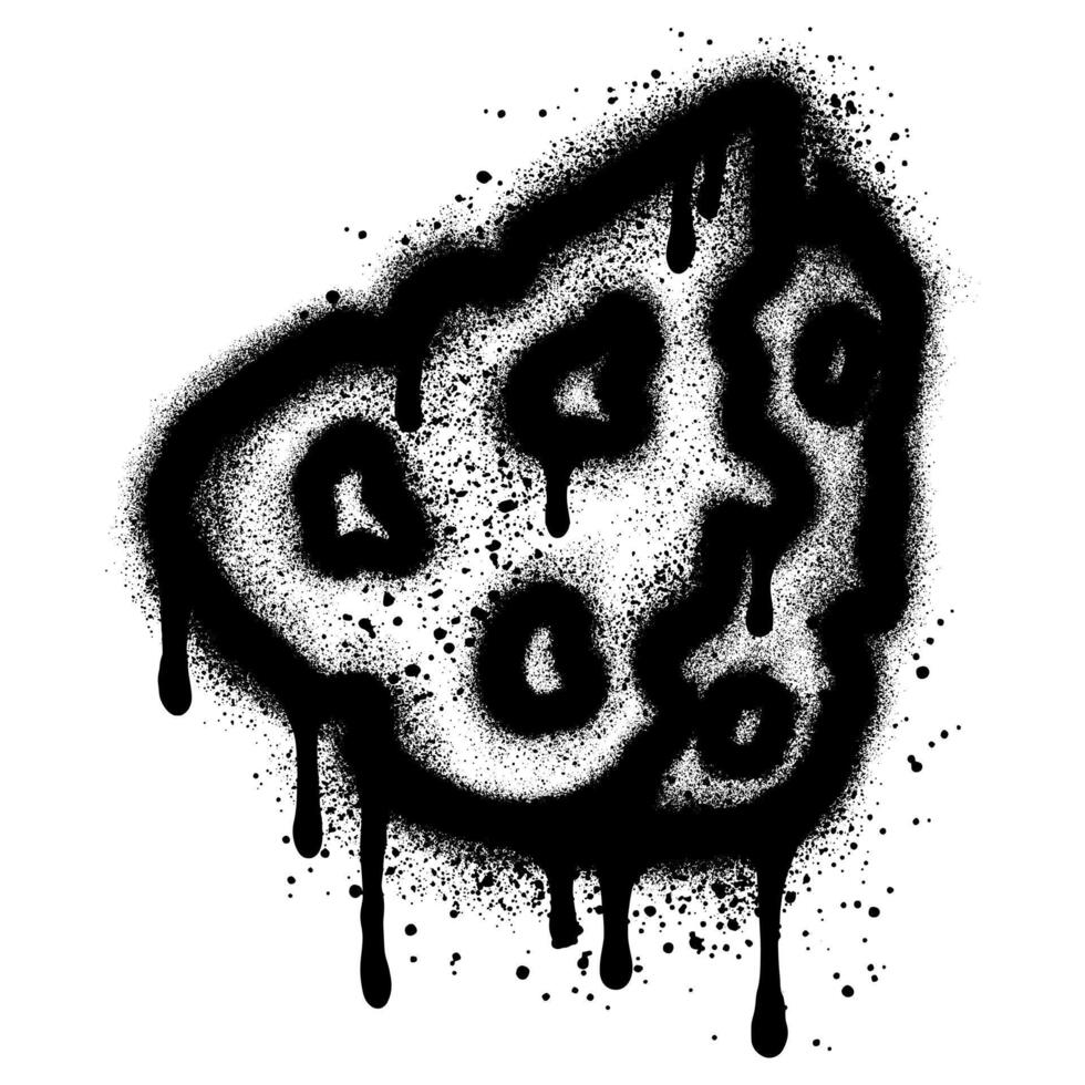 Cheese graffiti with black spray paint. vector