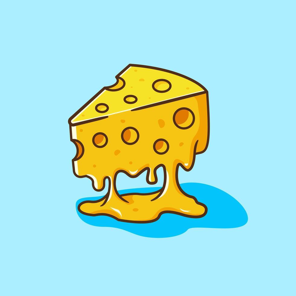 Melting Cheese Slice Cartoon Illustration vector