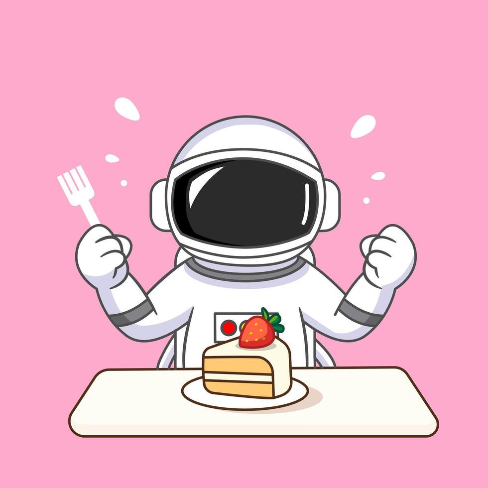 Astronaut Delight Cake in Space Illustration Cartoon Design vector