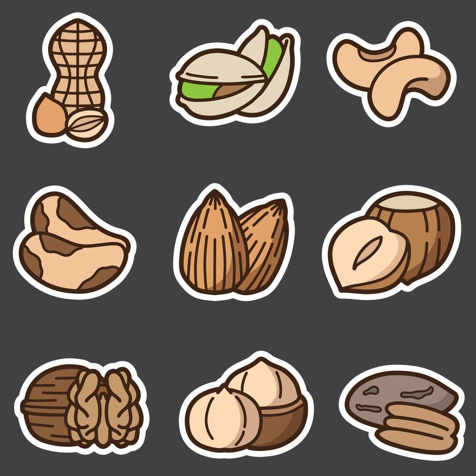 set of nuts good for sticker, badge, element design, icon, printable, etc vector