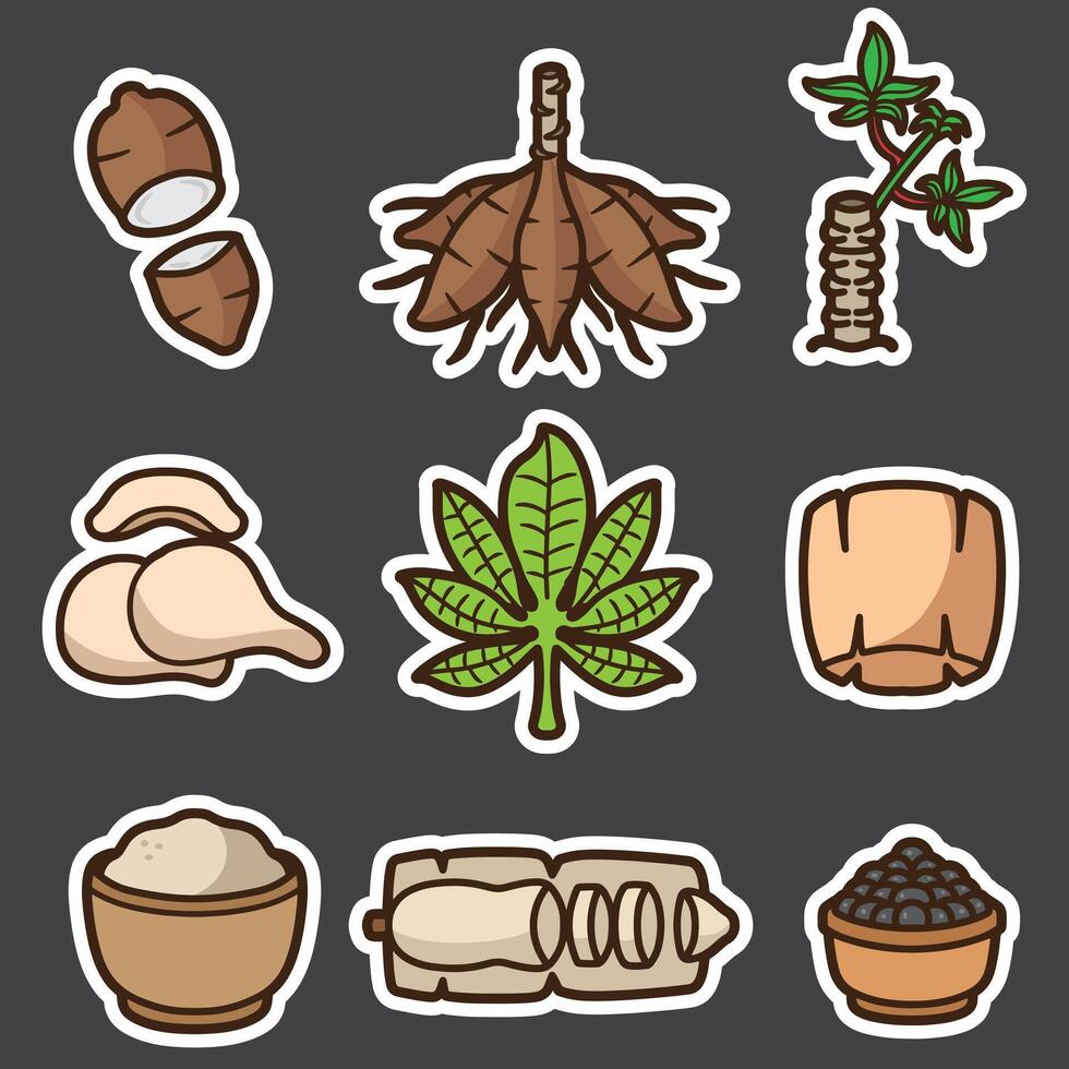 set of cassava good for sticker, badge, printable, element design, icon, etc vector