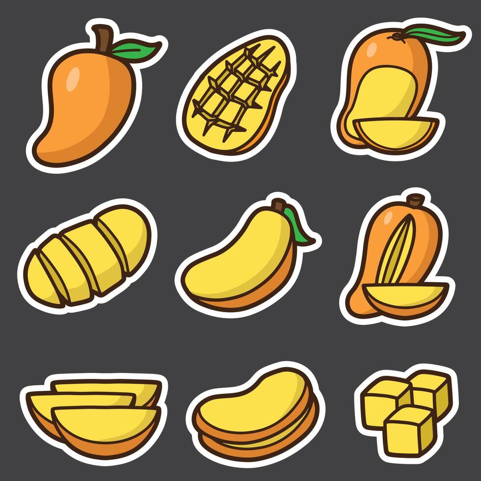 set of mango good for sticker, badge, element design, icon, printable, etc vector