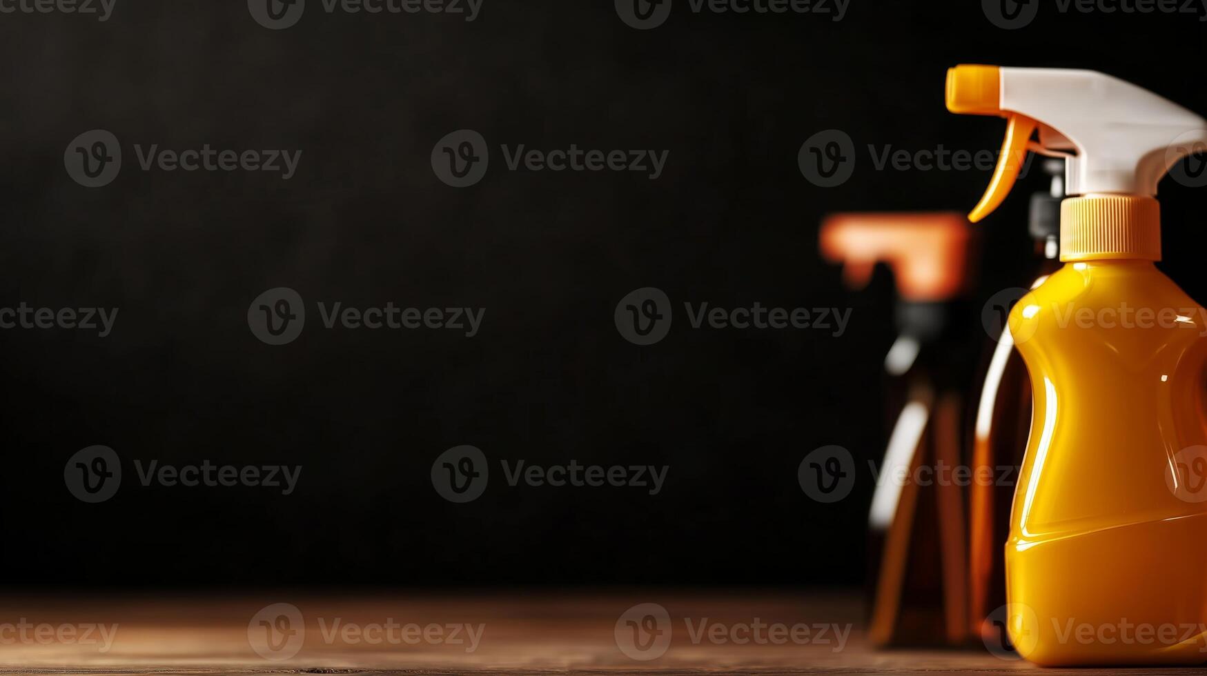 A collection of empty and full bottles of cleaning products photo