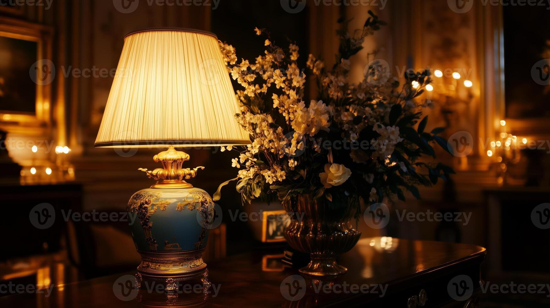A lamp on a table photo