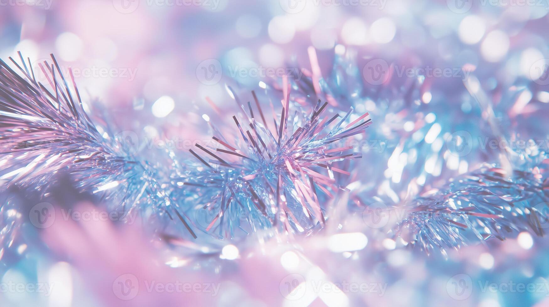 A close up of a blue and pink tinsel background photo
