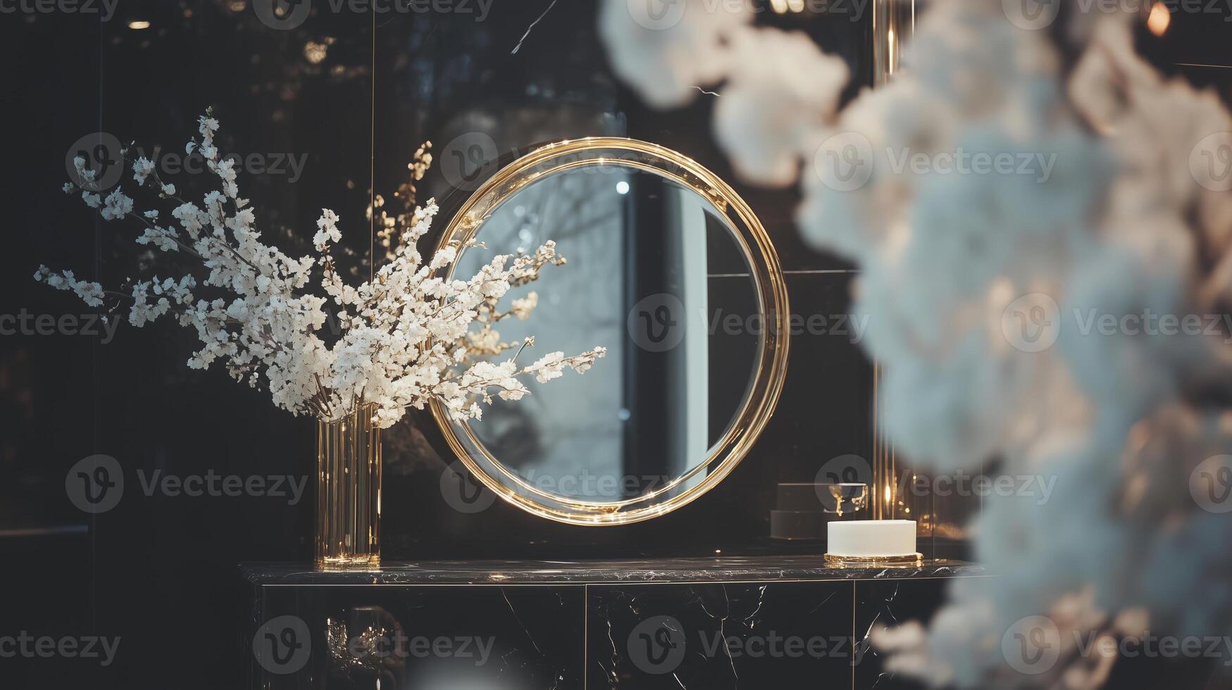 A beautiful, intricate mirror with a circular frame photo