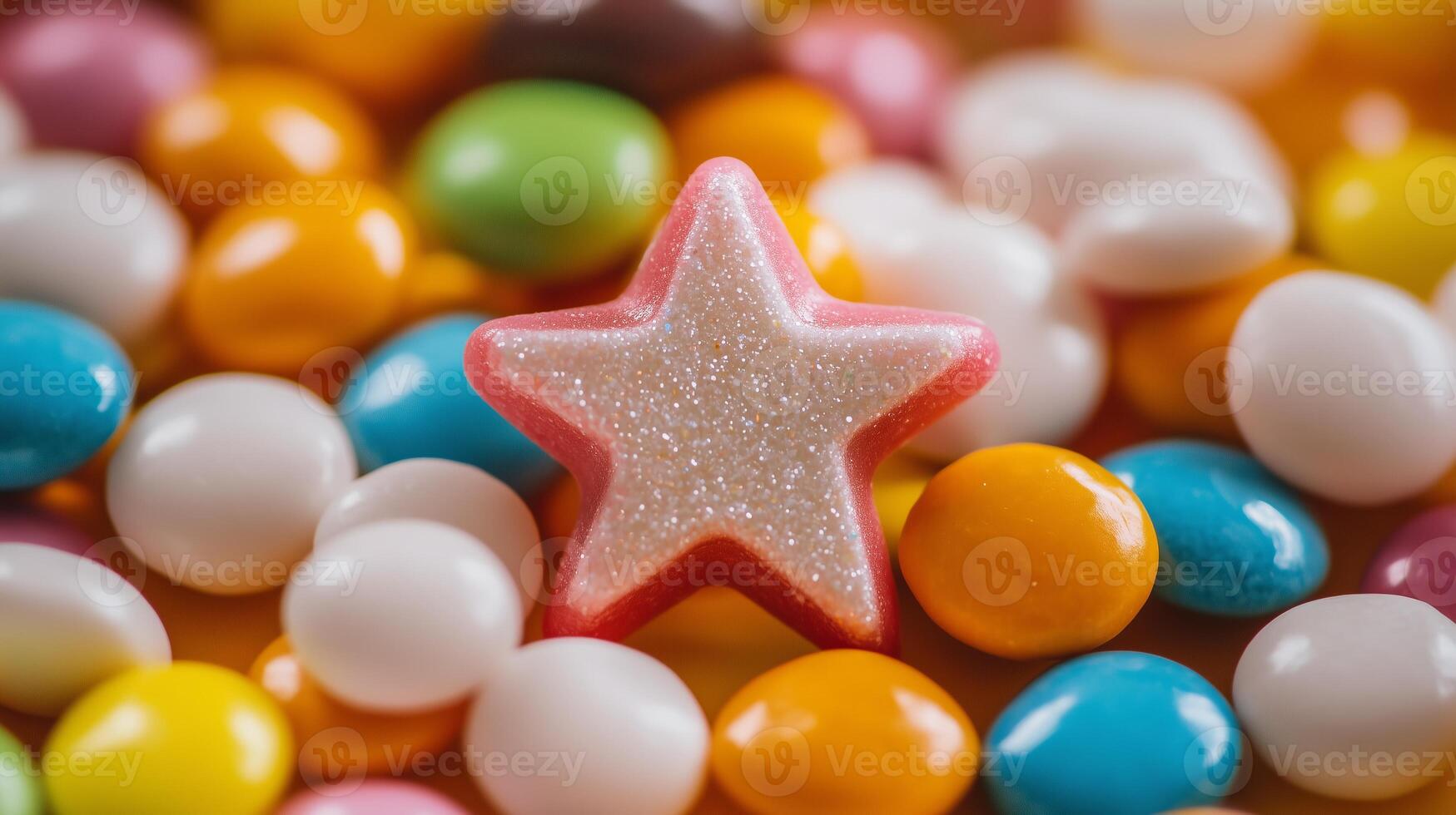 Colorful candy assortment with star decoration photo