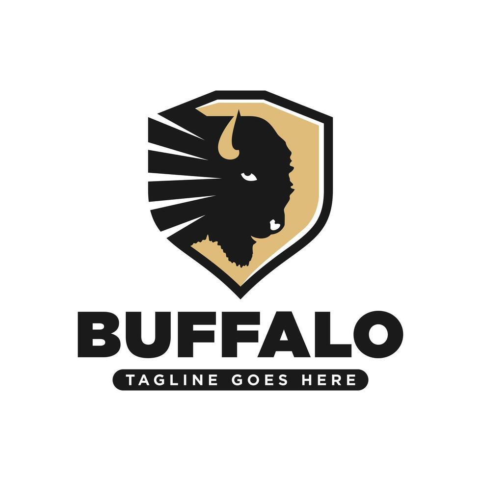 black buffalo head shield logo vector
