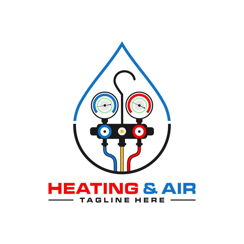 HVAC manifold measuring tool logo vector