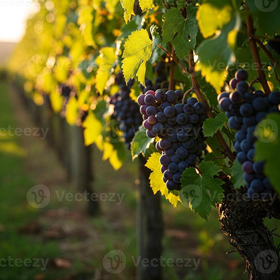 grapes in vineyard, close-up photo