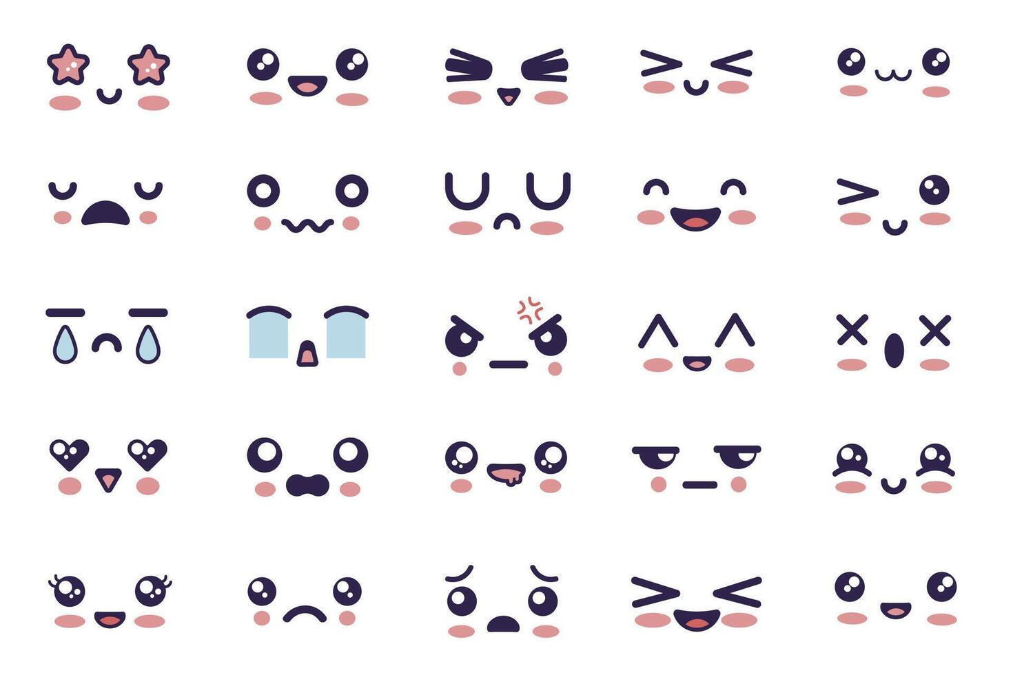 Kawaii face collection pack vector