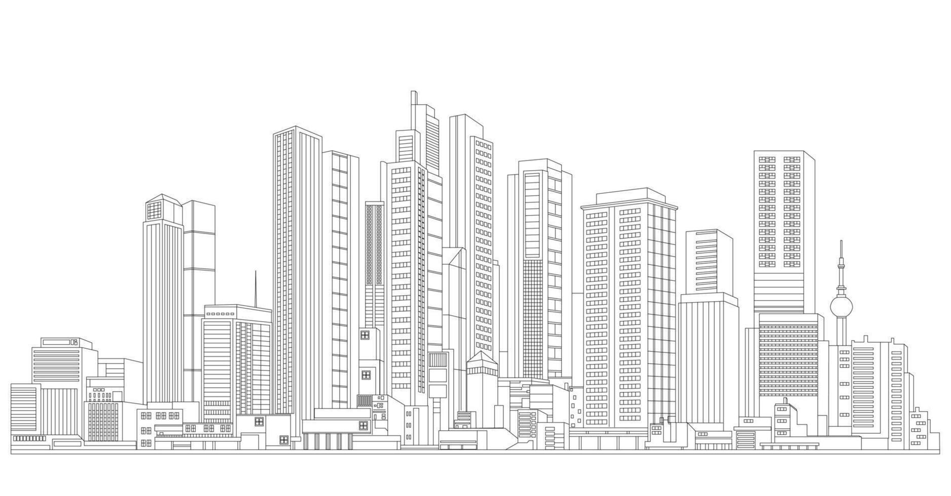 City skyline sketch isolated on white vector