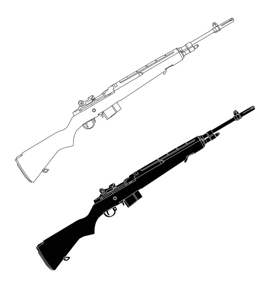 Black and white Rifles isolated on white vector
