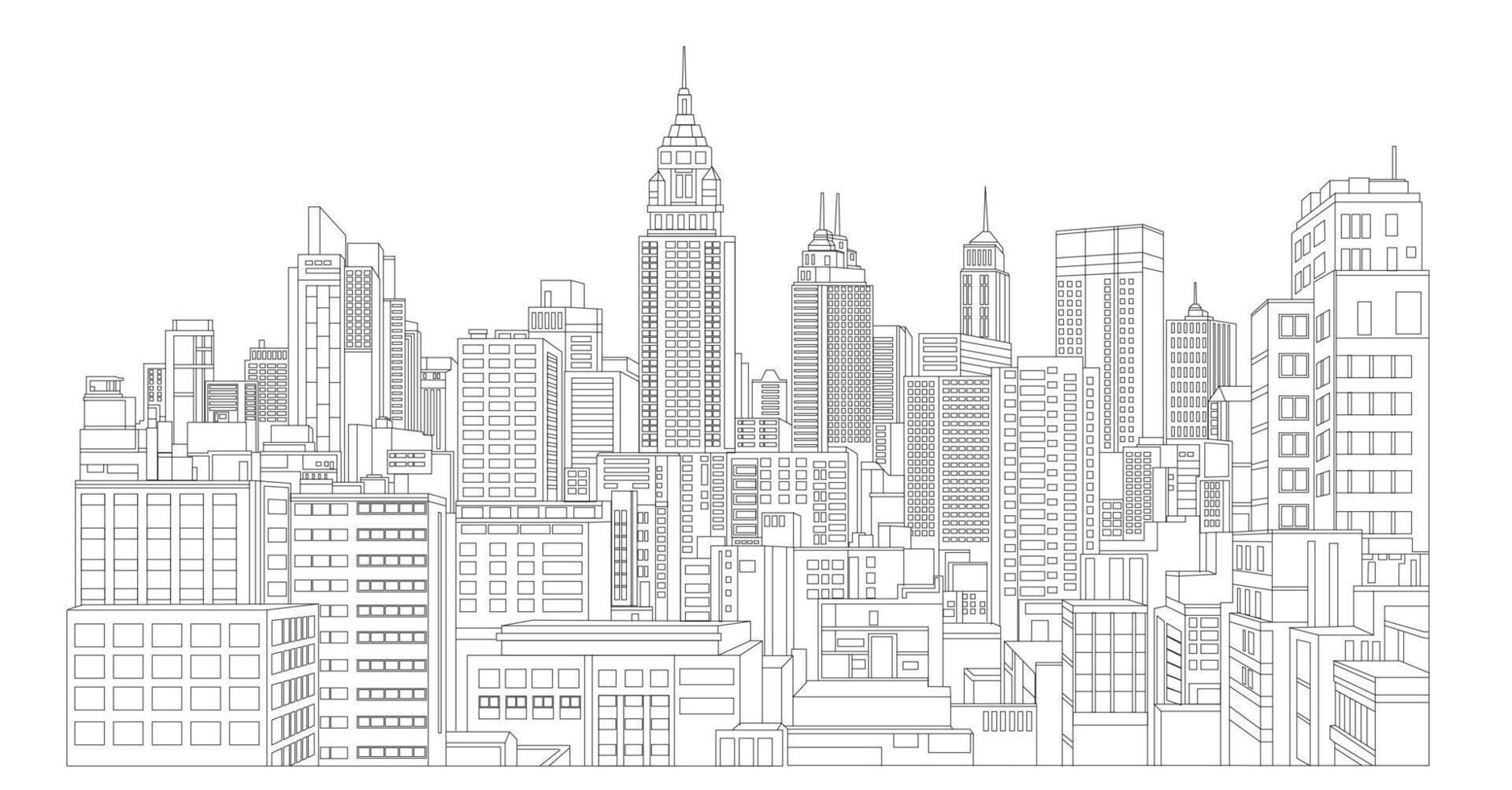 City skyline sketch in lines vector