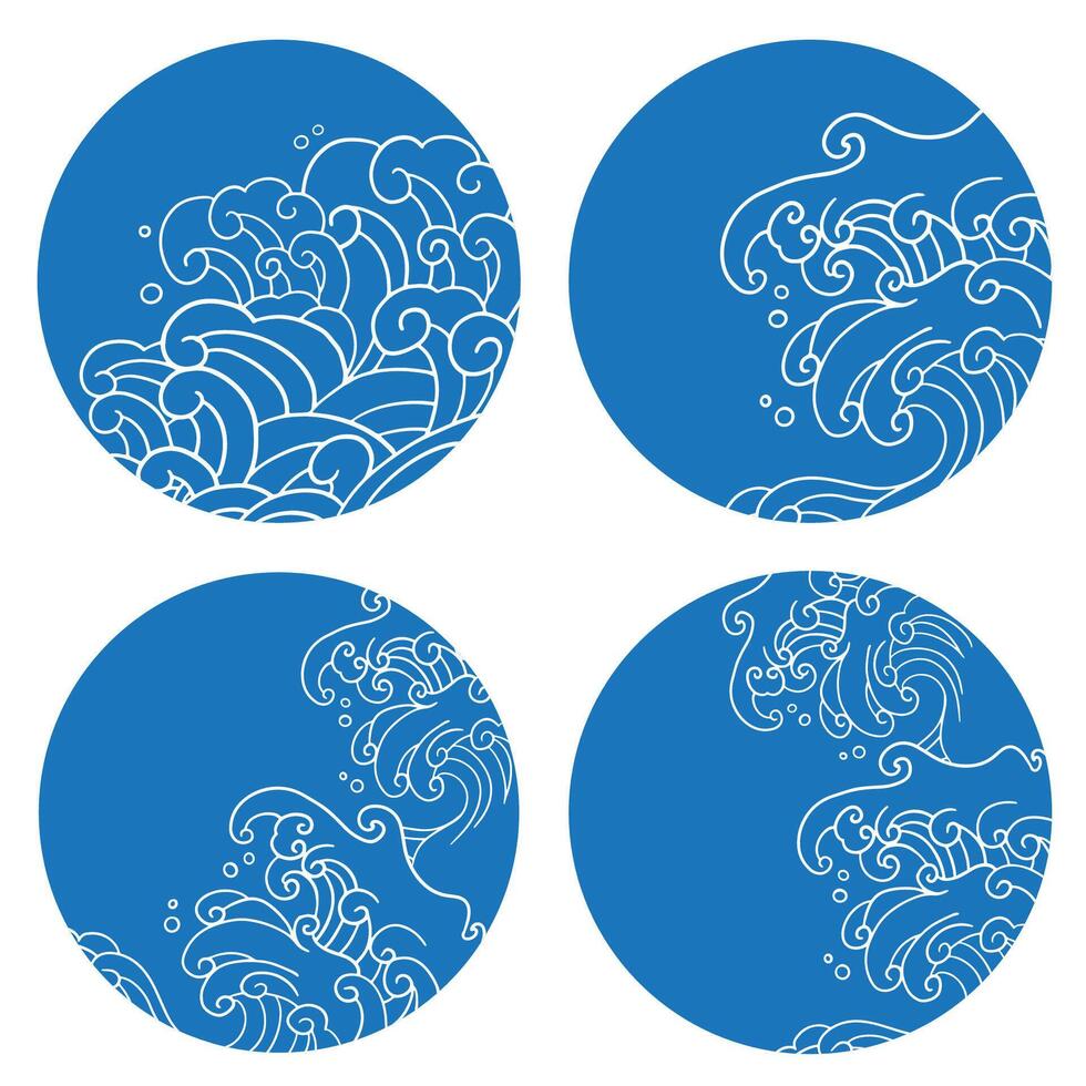 The Japanese wave for decor design graphic. vector