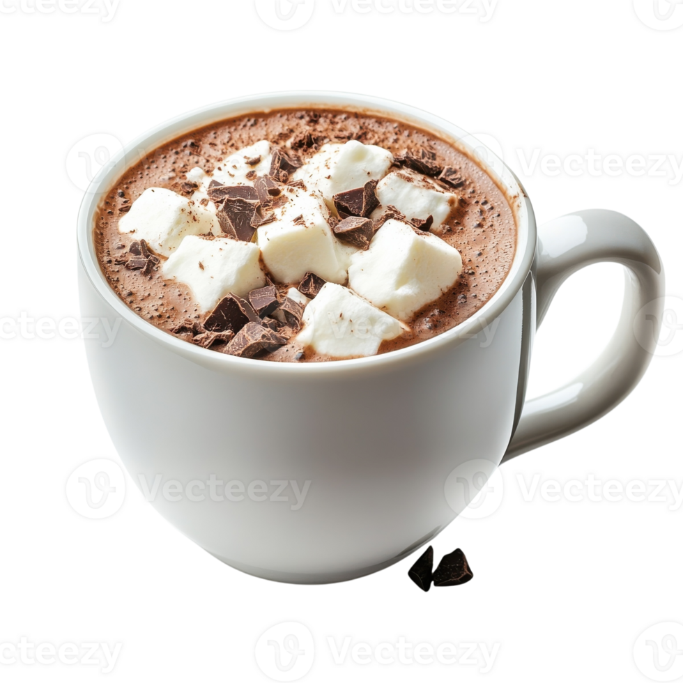 Hot cocoa with toppings on transparent background png