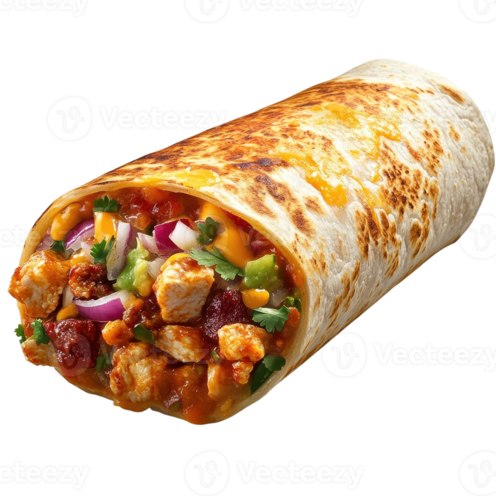 A chicken wrap on transparent background png