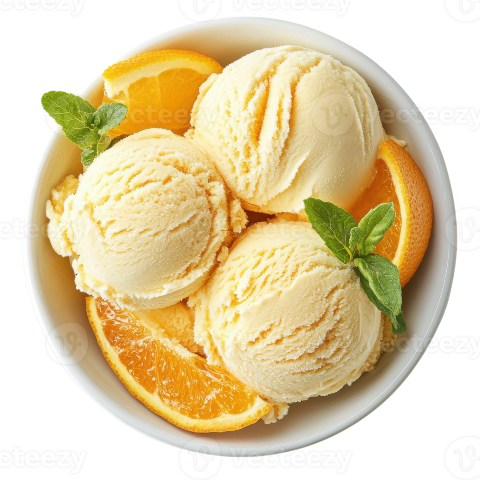 Ice cream with oranges on transparent background png